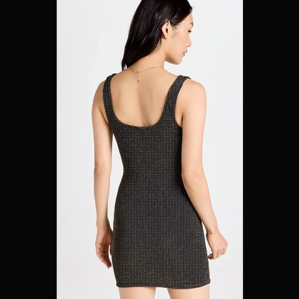 Good American NEW Small/Medium Sz 1/2 Black Metallic Fits Sculpt Dress Bodycon - Picture 3 of 11